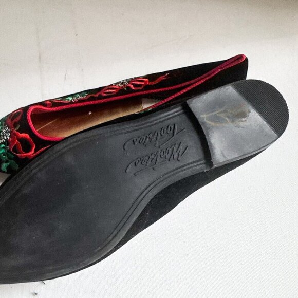 Mootisies Tootisies Vintage Velvet Christmas Theme Embroidered Flats 7.5 - Picture 7 of 11